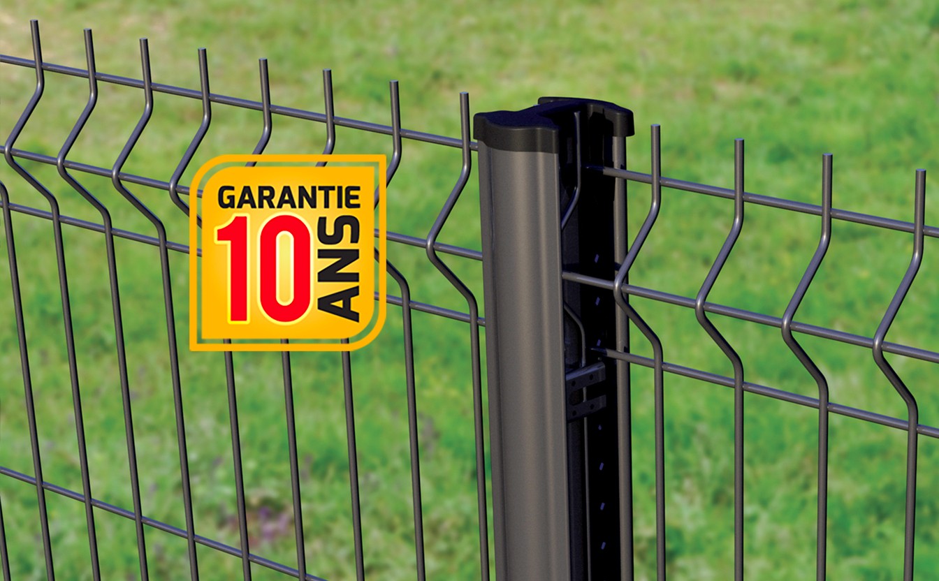 Panneau pour clôture rigide / Grillage de 2m00 de longueur avec fils  horizontaux de 5mm et mailles de 50mm 1m53 Gris (RAL 7016)