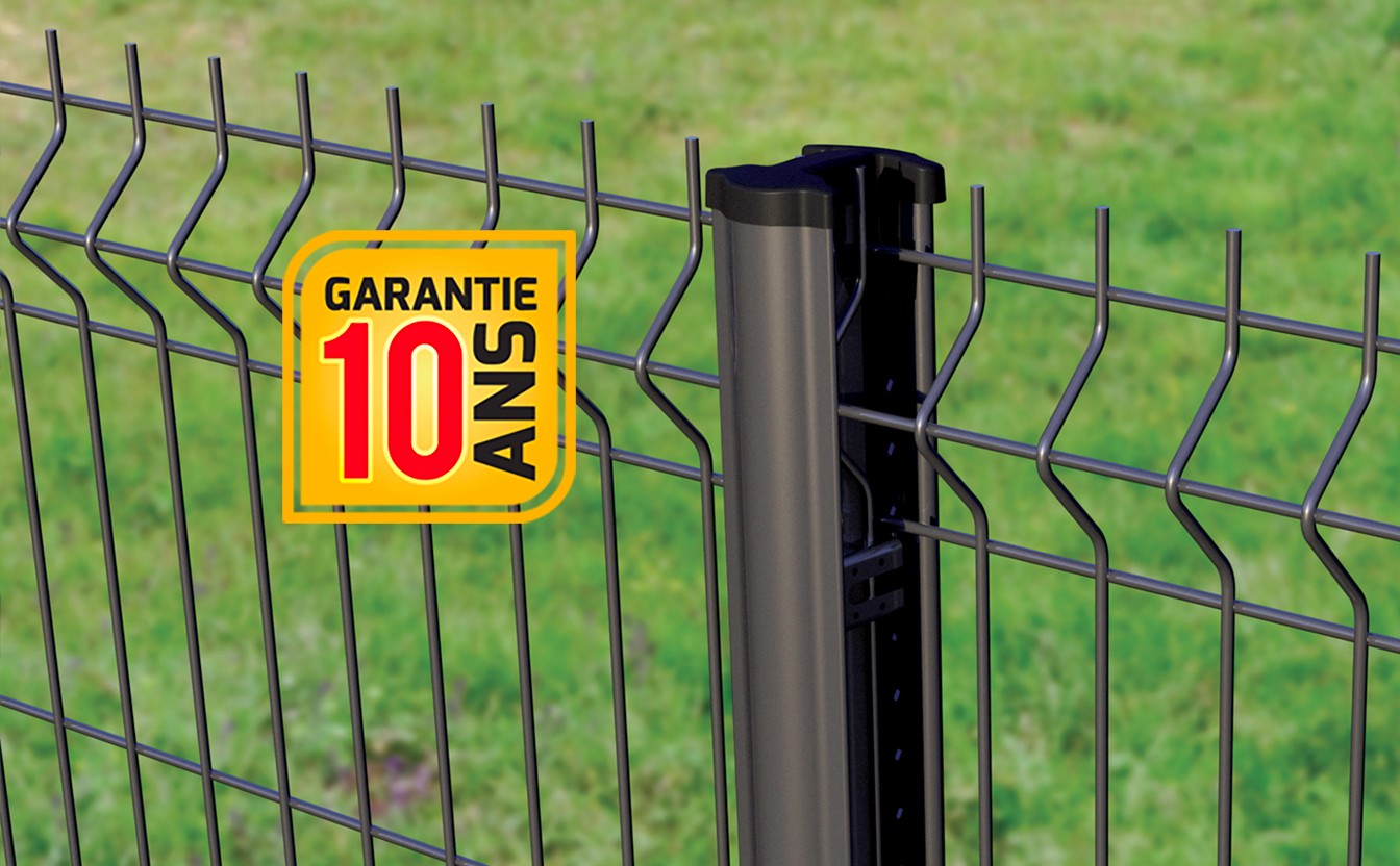 Panneau pour clôture rigide / Grillage de 2m00 de longueur avec fils  horizontaux de 5mm et mailles de 50mm 1m53 Noir (RAL 9005)