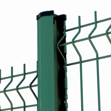 Kit clôture panneau grillage rigide fil 5mm VERT avec poteau à encoches